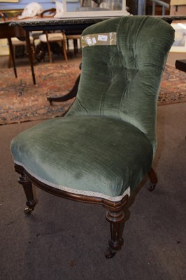 Lot 457 - Small Victorian green velvet upholstered...