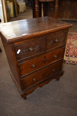 Lot 459 - A small 19th Century oak table top four drawer...