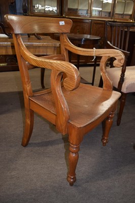 Lot 461 - A Victorian elm bar back and scroll arm chair...