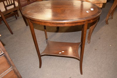 Lot 469 - An Edwardian mahogany and inlaid oval lamp...