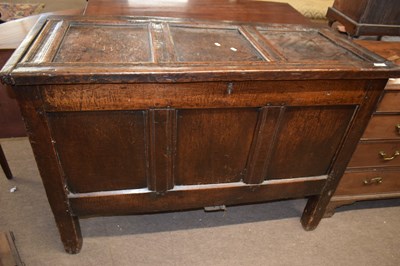 Lot 471 - A large 18th Century oak coffer of plain form...