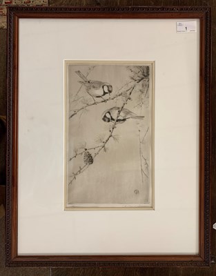 Lot 1 - Roland Green (1890-1972) Great Tits perched on...