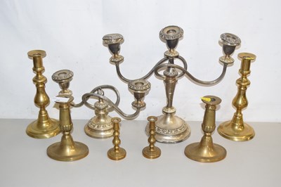 Lot 20 - Mixed Lot: Silver plated candelabras and three...