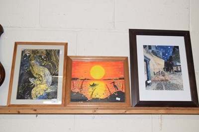 Lot 32 - Mixed Lot: Modern study of a sunset scene,...