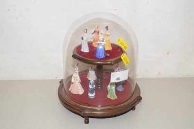Lot 46 - A group of miniature figurines under a glass dome