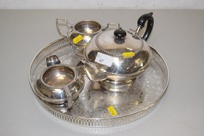 Lot 47 - A silver plated tea set and tray
