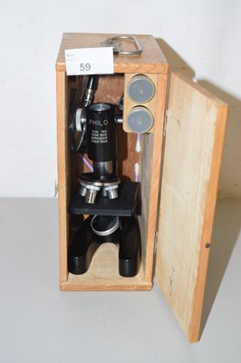 Lot 59 - Vintage Philo students microscope