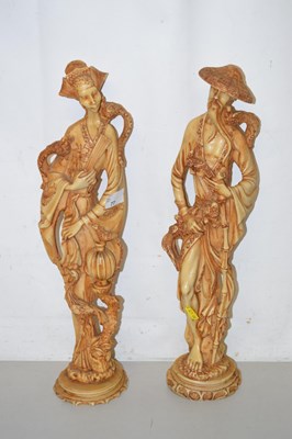 Lot 77 - Pair of Oriental resin figures