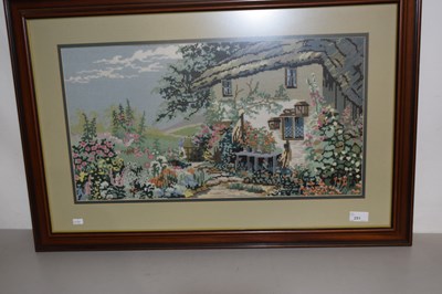 Lot 251 - Framed modern tapestry picture of a country...