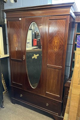 Lot 486 - An Edwardian mahogany wardrobe with moulded...