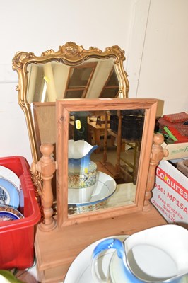 Lot 688 - A pine framed dressing table mirror together...