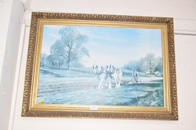 Lot 726 - After Nigel Hallard oleograph print of horses...