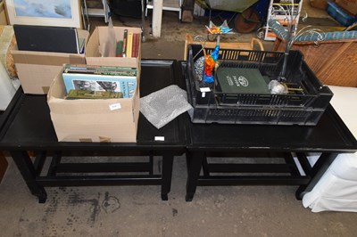 Lot 820 - A pair of modern dark finish coffee tables
