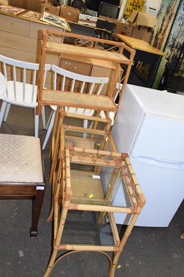 Lot 834 - Three bamboo framed lamp tables and a similar...