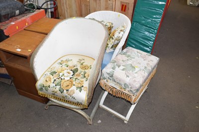 Lot 845 - Two Lloyd Loom type chairs and a similar...