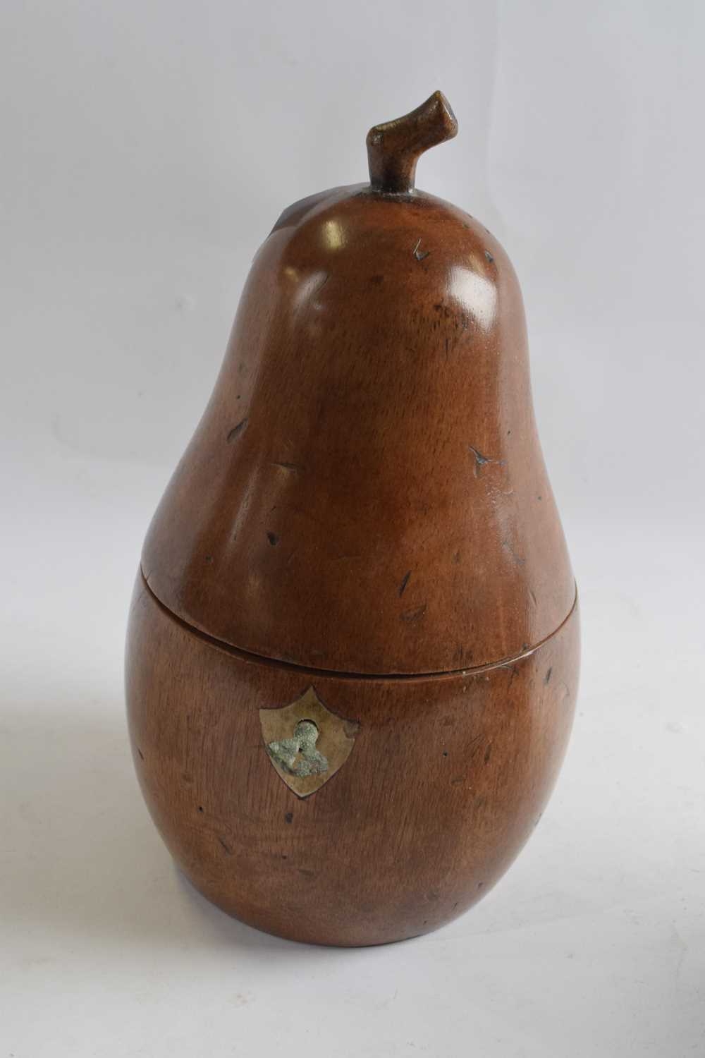 Lot 393 - Wooden tea caddy shaped as a pear